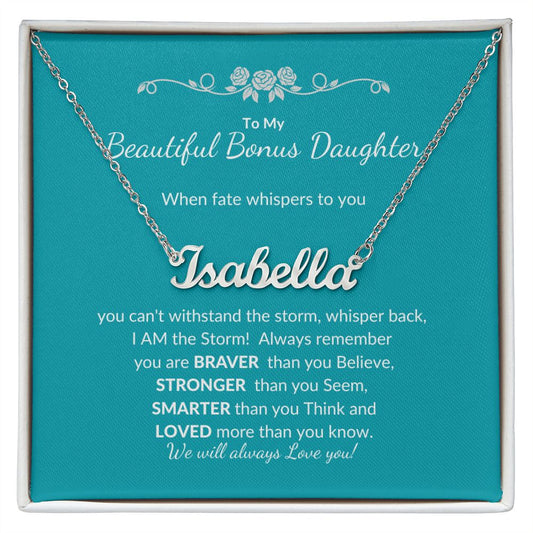 To my Beautiful Bonus Daughter | Celebrate Life | Graduation | Birthday | Custom Name Necklace