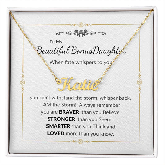 To my Beautiful Bonus Daughter | Celebrate Life | Graduation | Birthday | Custom Name Necklace