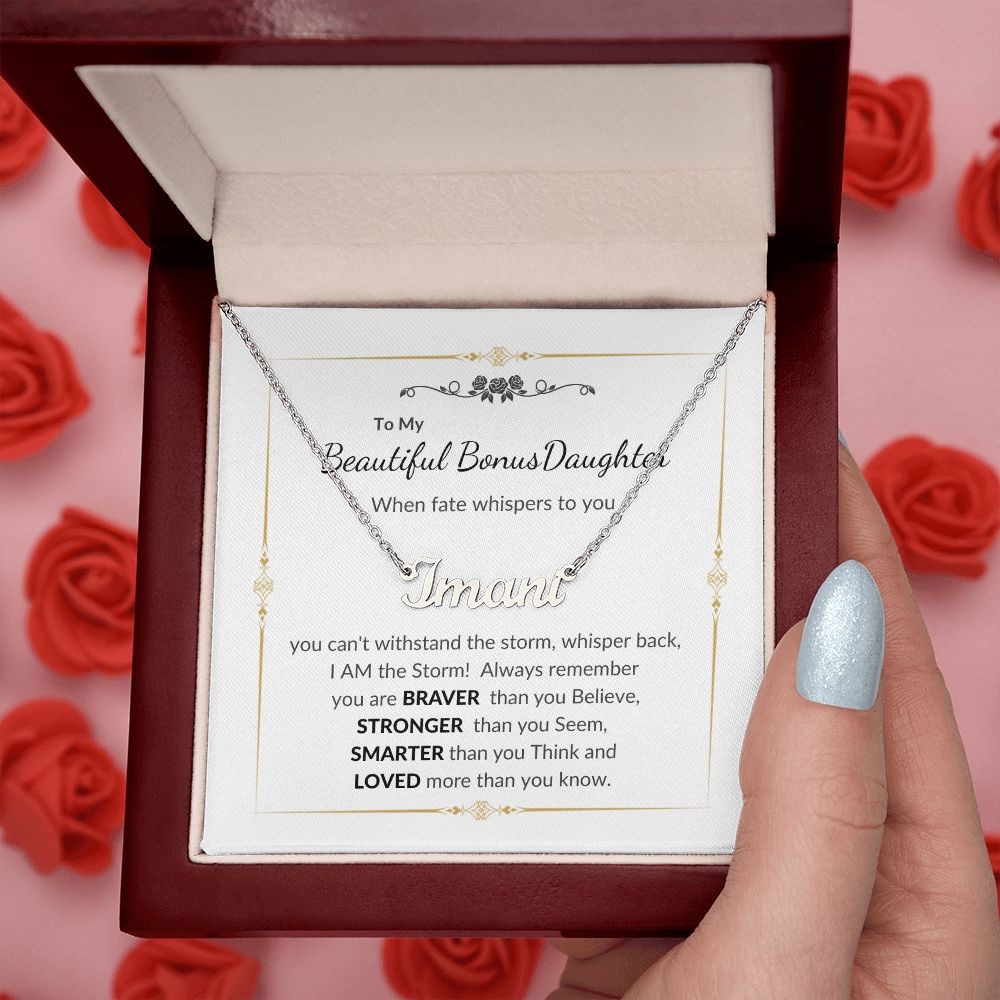 To my Beautiful Bonus Daughter | Celebrate Life | Graduation | Birthday | Custom Name Necklace