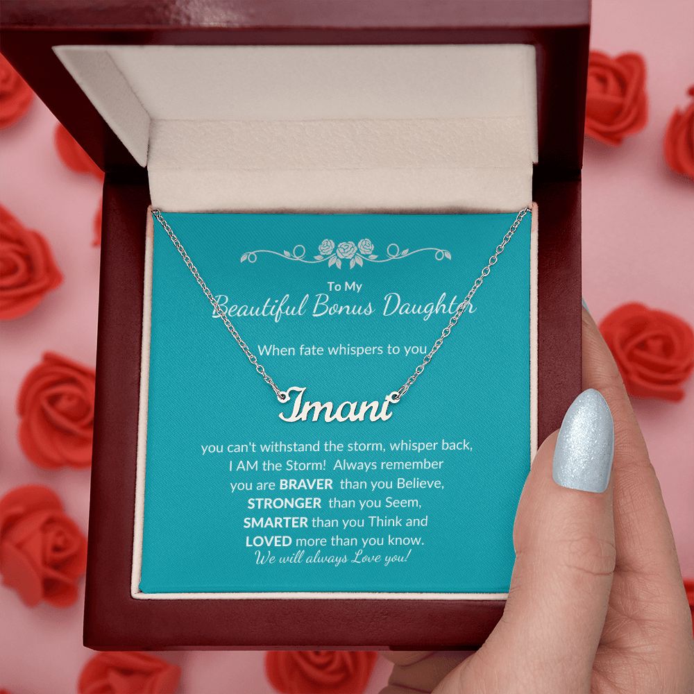To my Beautiful Bonus Daughter | Celebrate Life | Graduation | Birthday | Custom Name Necklace